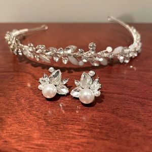Bridal headband and earrings